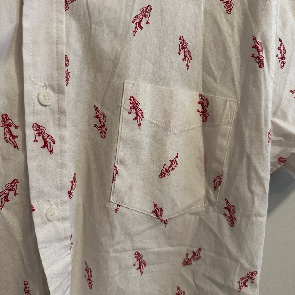 Haggar clothing button down, stretch, hula girl, size L, cotton/spandex pocket - Picture 4 of 6